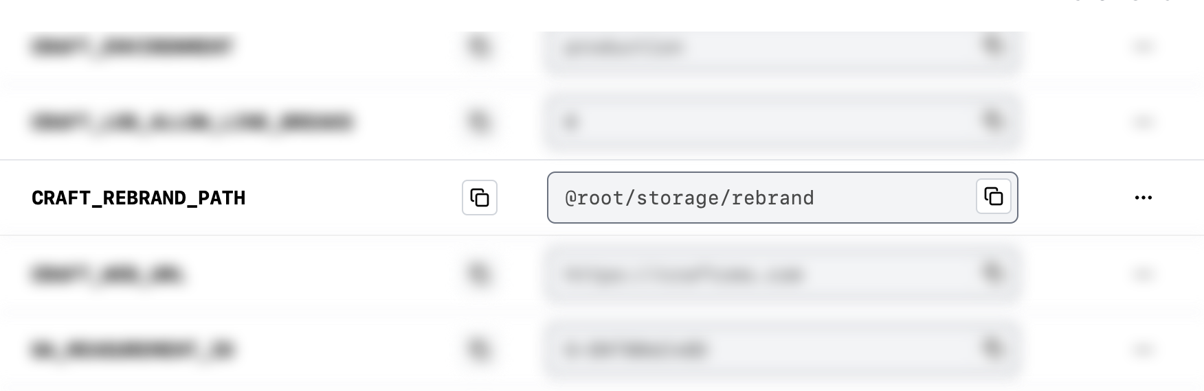 Screenshot of a “CRAFT_REBRAND_PATH” variable being added via the “Variables” screen of a Craft Cloud project.