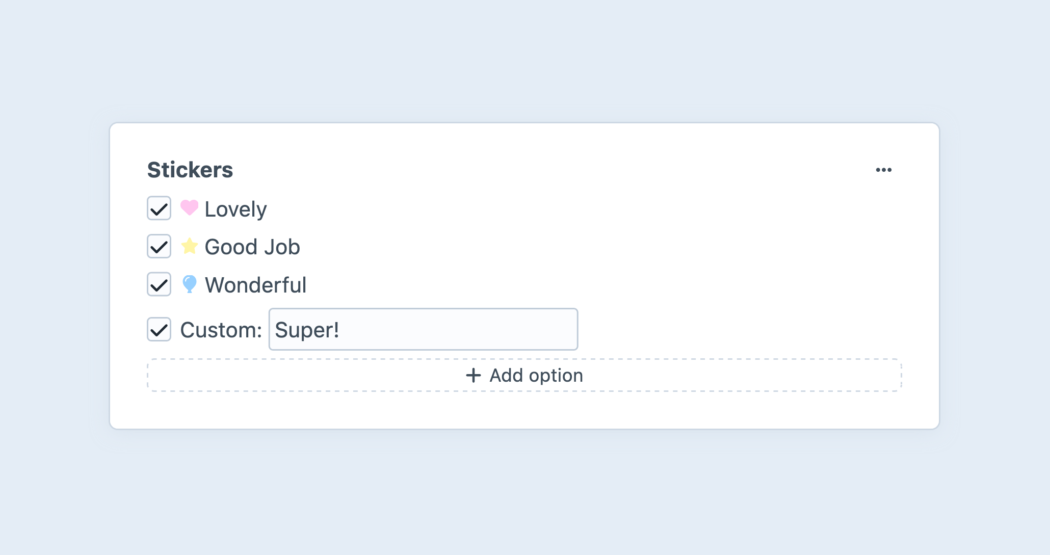 Screenshot of a checkboxes field interface in the Craft control panel