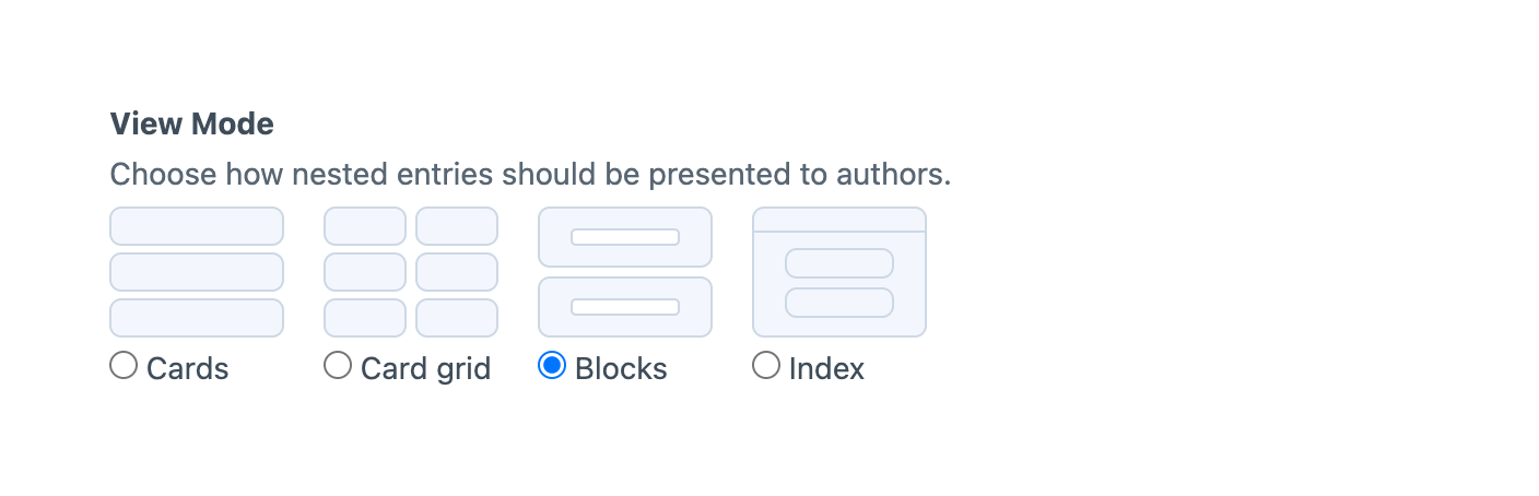 The “view mode” setting on a Matrix field