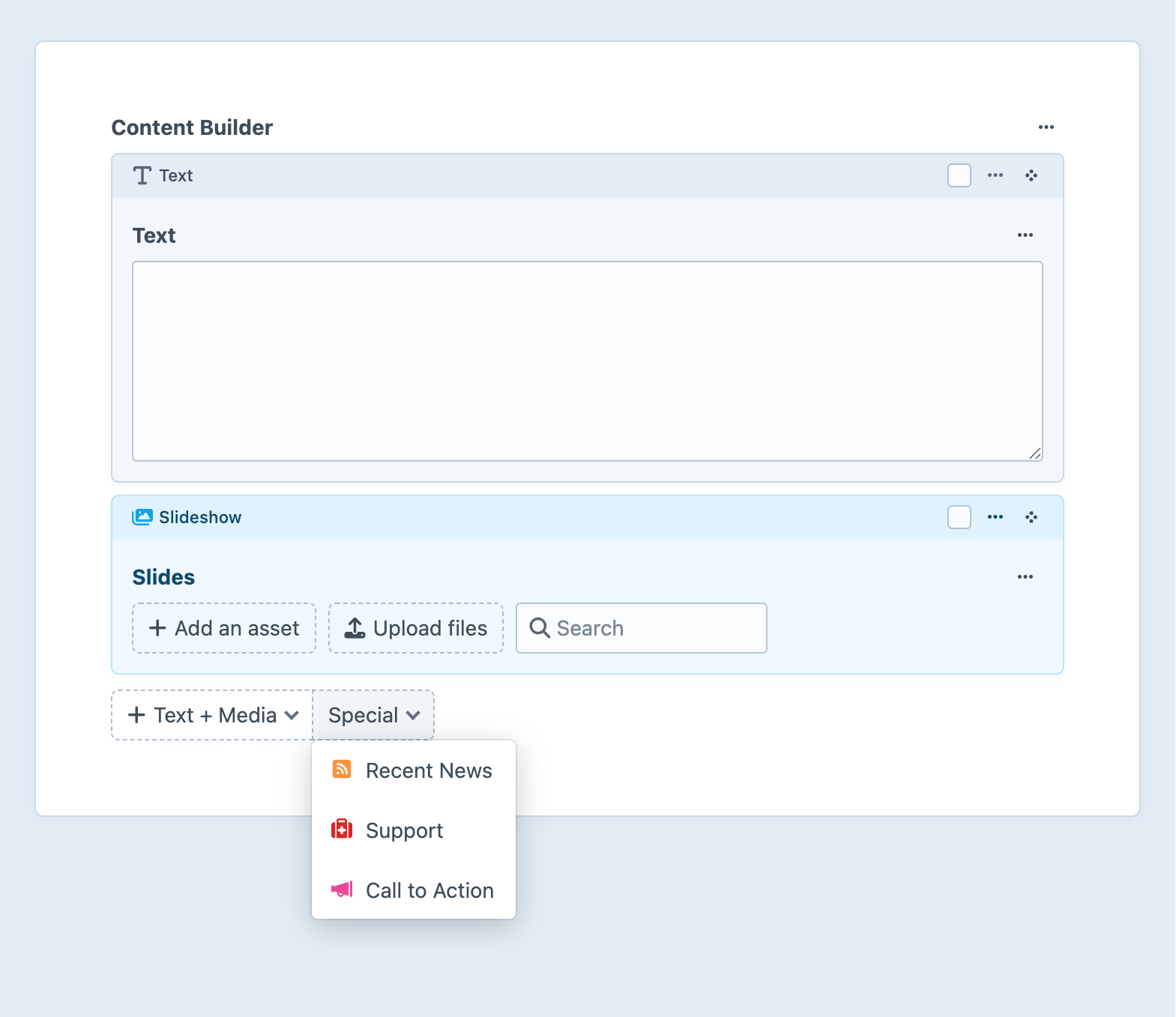 Screenshot of the Matrix field in an element edit screen