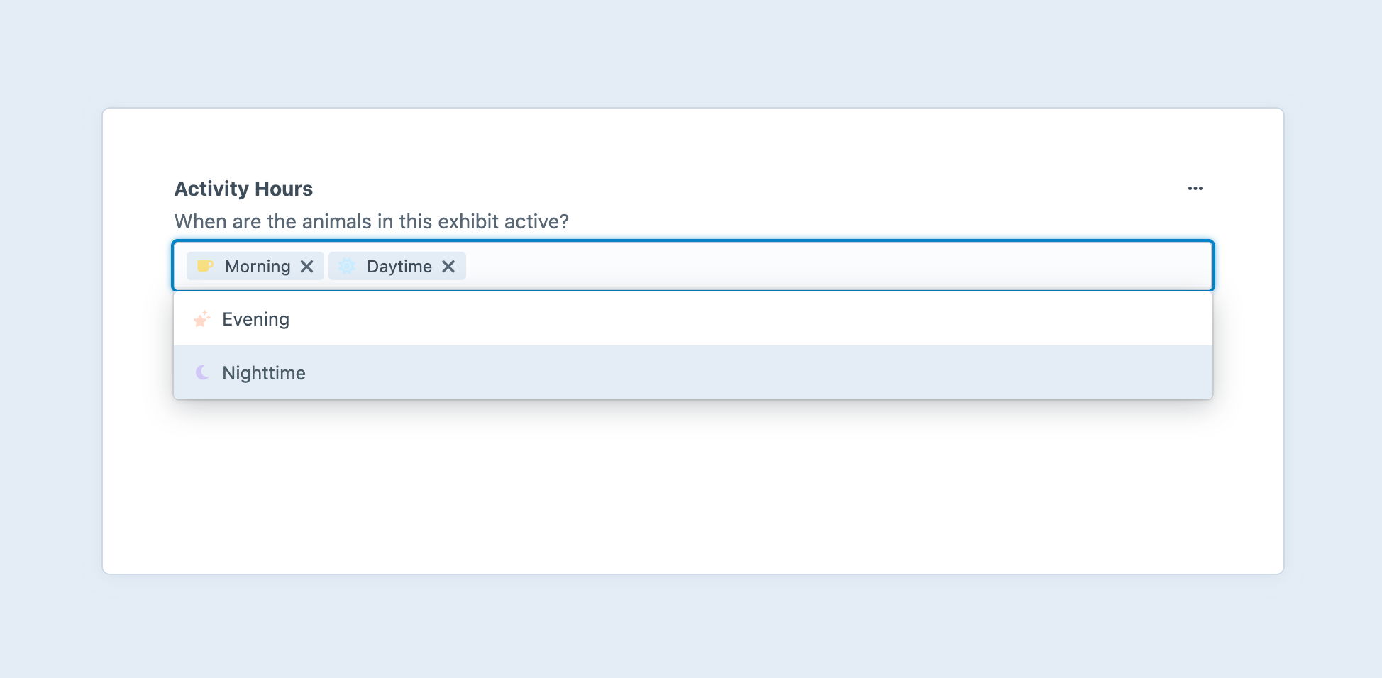 Screenshot of the multi-select field interface in the Craft control panel
