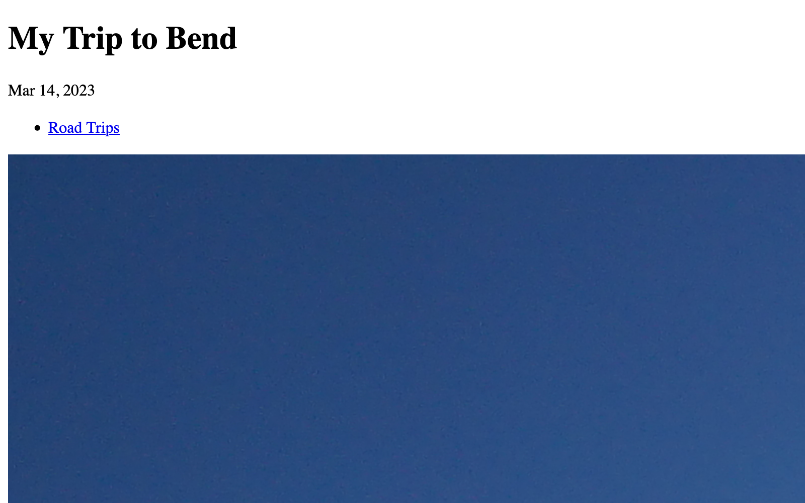 Screenshot of detail page with topics added