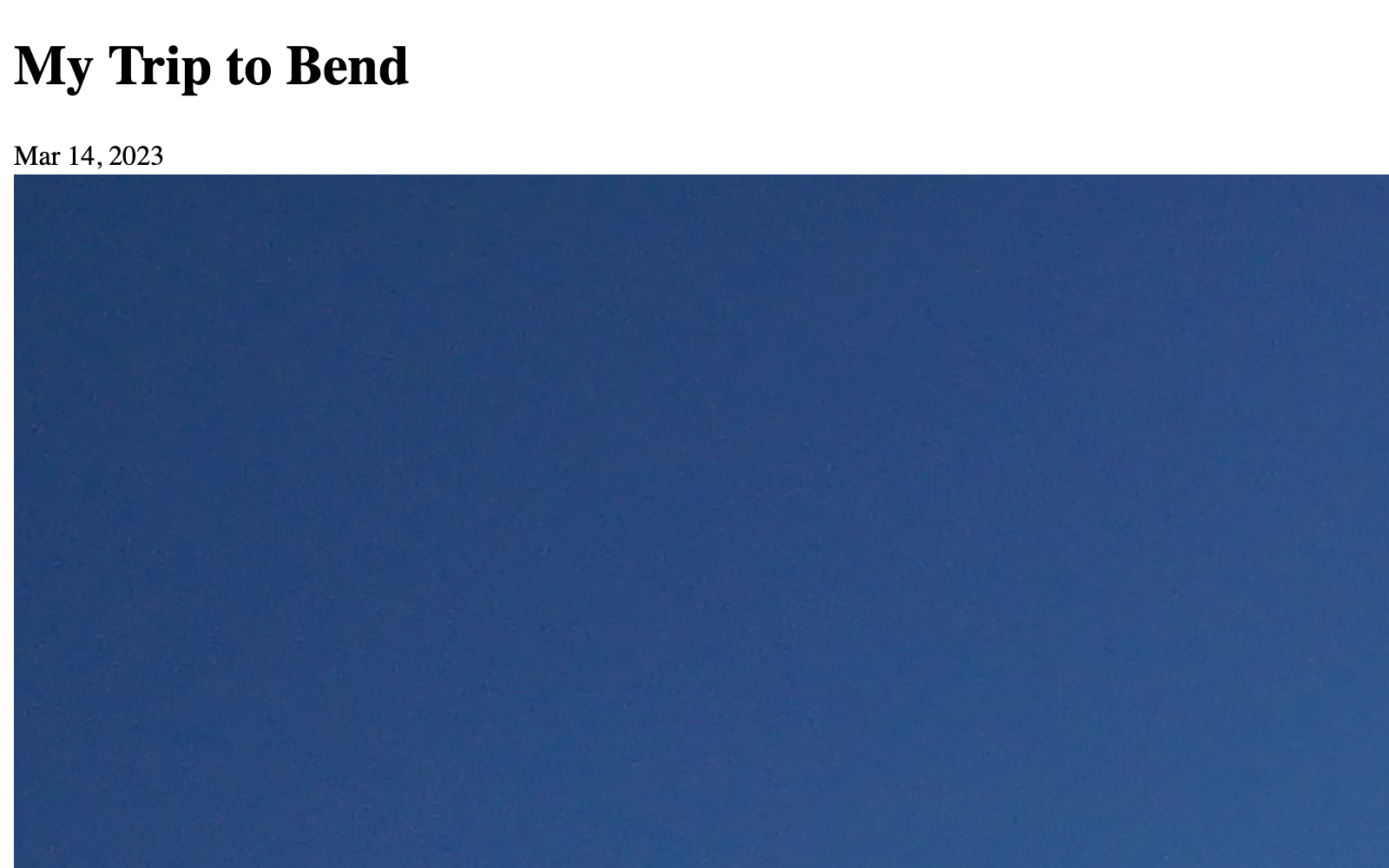 Screenshot of post page with feature image added