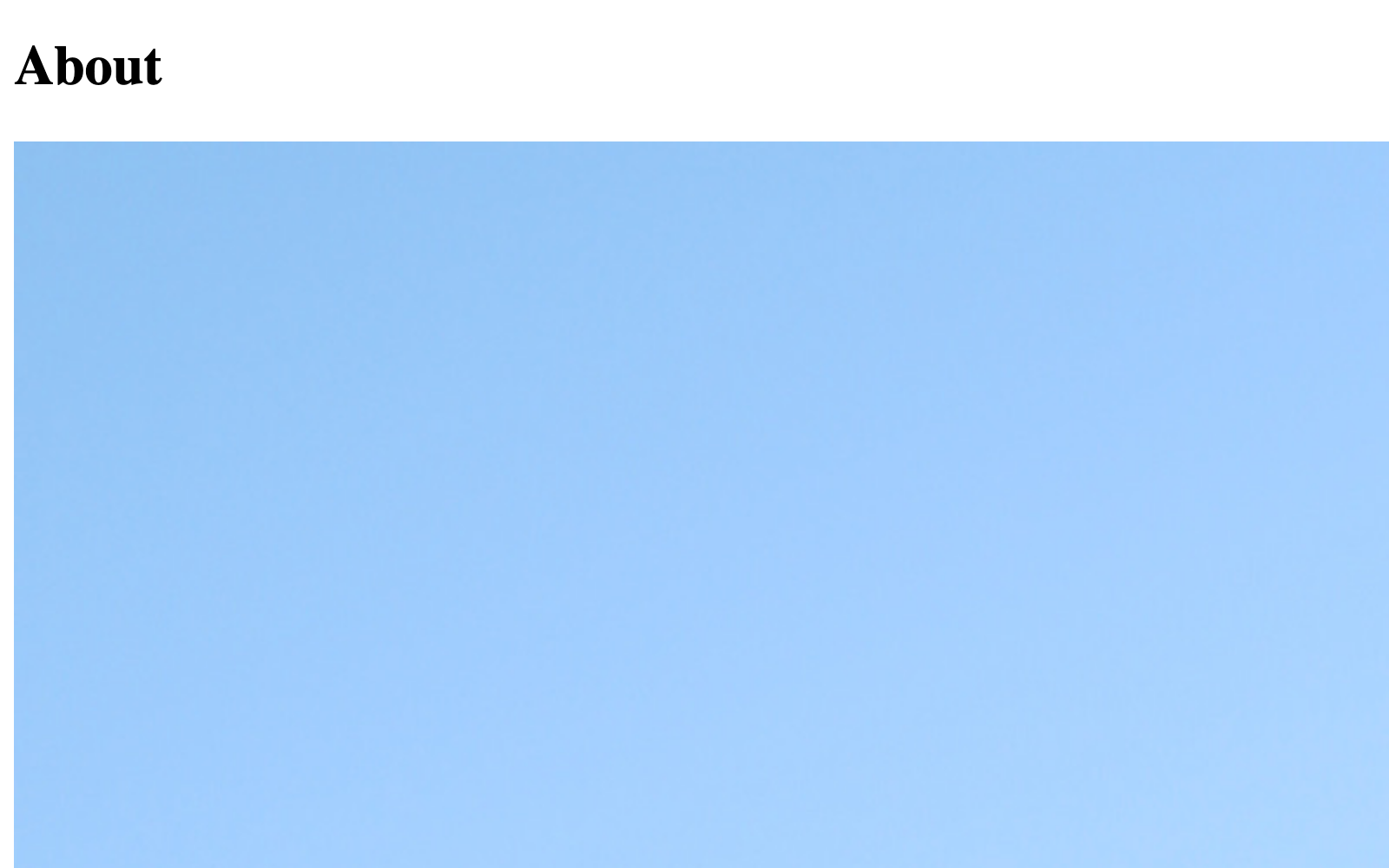 Screenshot of “About” page